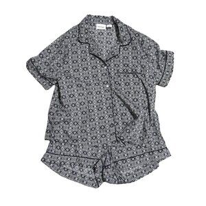 Haute Hippie Black White Floral Shirt Shorts Pajamas Size Medium